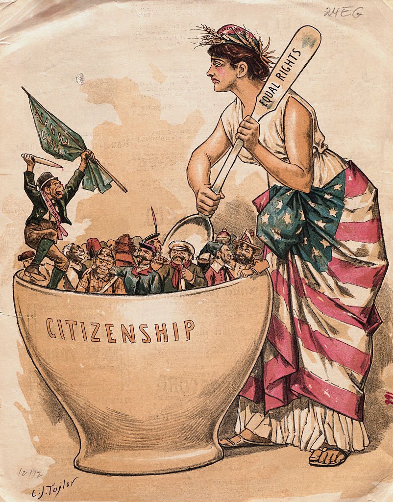 "We Can't Digest the Scum" (1919): After World War I, the U.S. experienced an economic recession and labor strikes. The Russian Revolution fueled a "red scare," causing fear of radical immigrants and home-grown revolutionaries. Concerns arose about immigrant assimilation, contradicting the idea of the "melting pot."